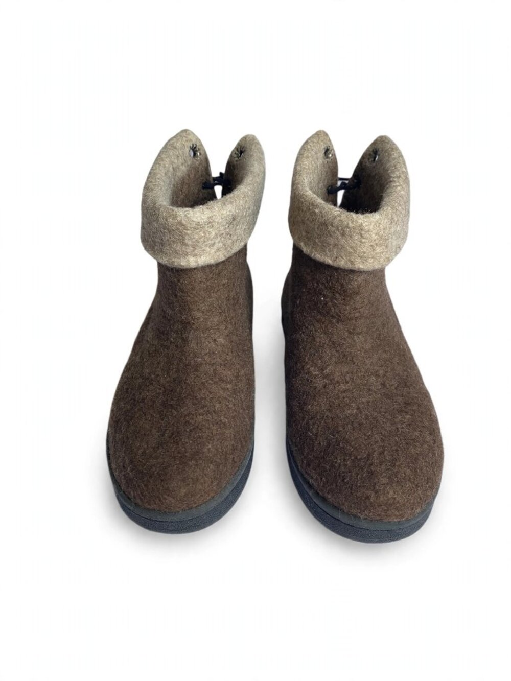 Mongolian 100% Wool Kids Boots, Fold-Down Cuff, Lace-Up, Size 34 (US ~3 Big Kid)
